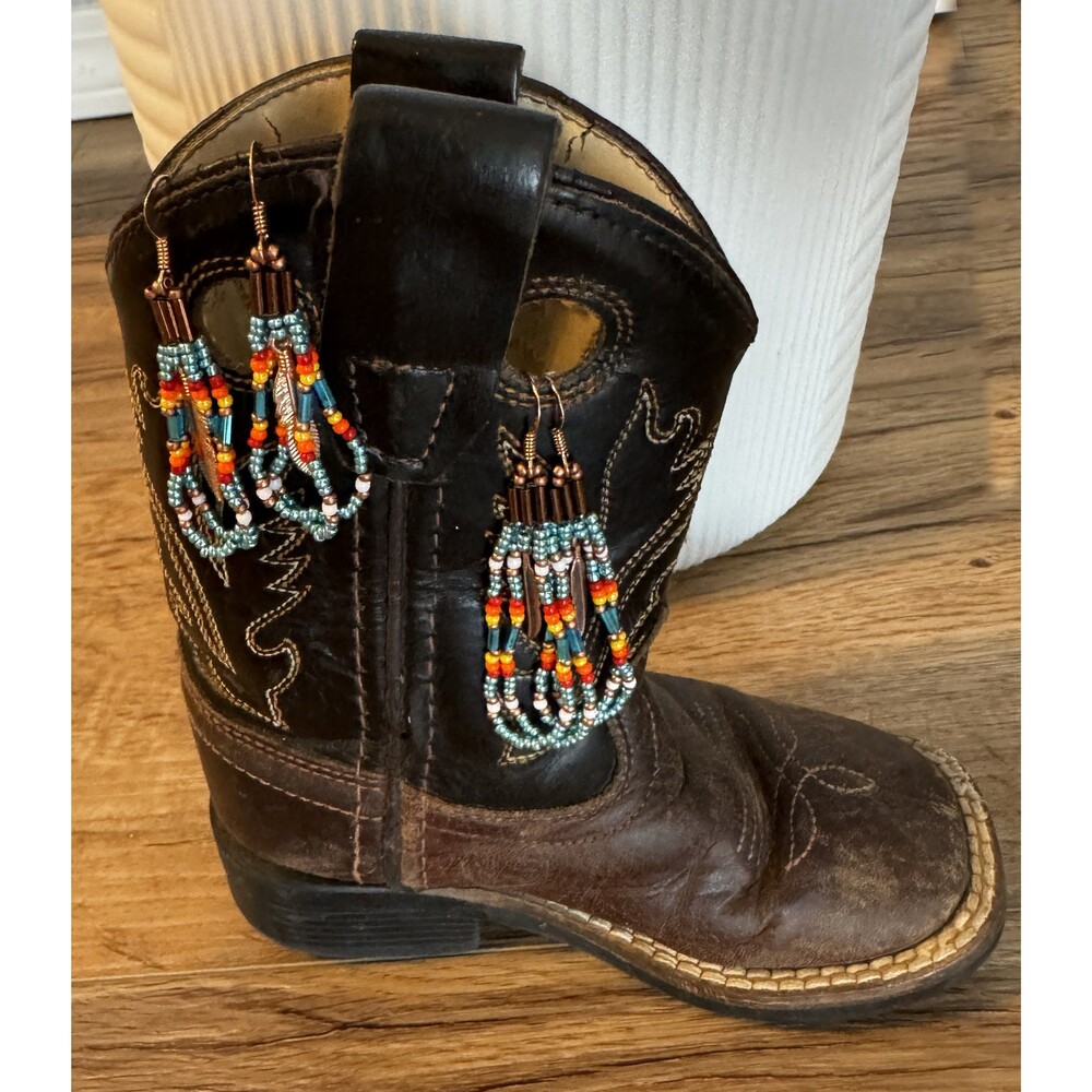 Southwest Style Dangle Copper and Turquoise Earrings